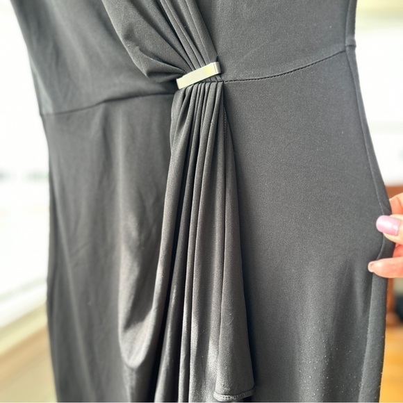 Michael Kors faux wrap midi  dress, sleeveless, v-neck, stretch jersey knit - Picture 9 of 16